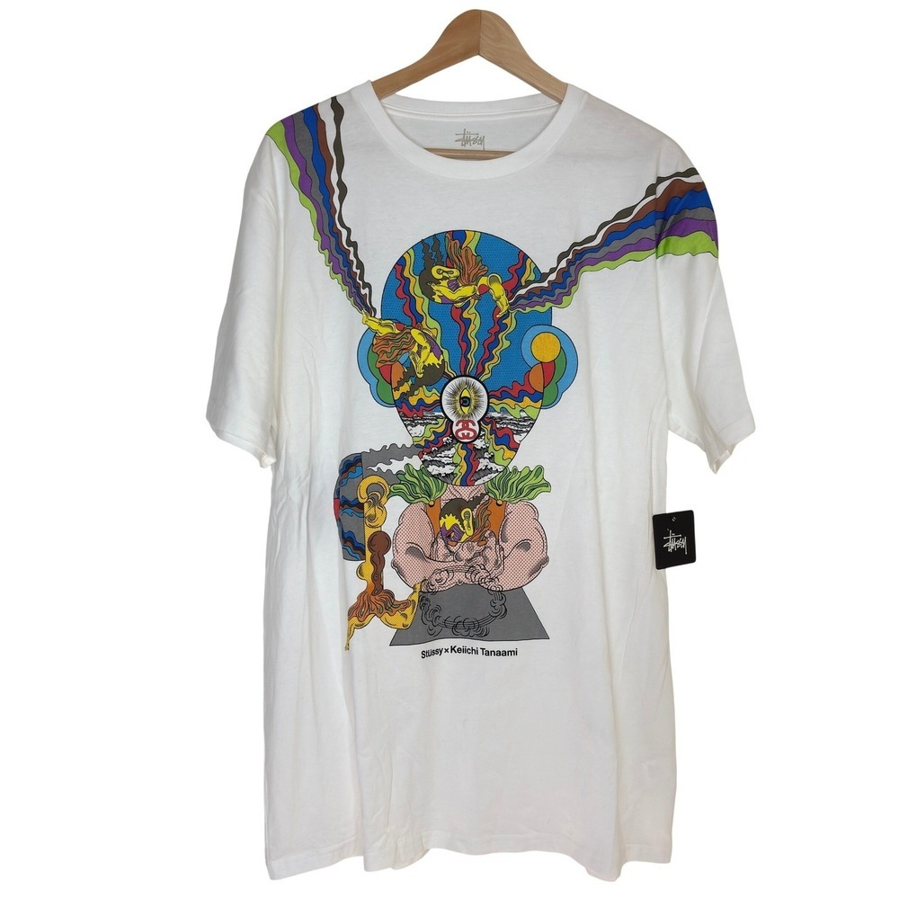 Stussy x Keiichi Tanaami White Graphic T-Shirt Mens XXL New With Tags